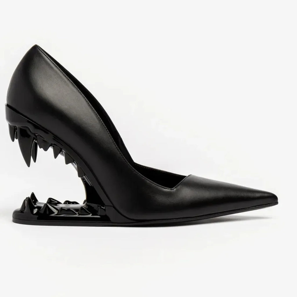 2026 Summer New Metal Tiger Teeth Single Shoes, High Heels, Fashion Show, Women's Wear, Size 44 Women's Sandals