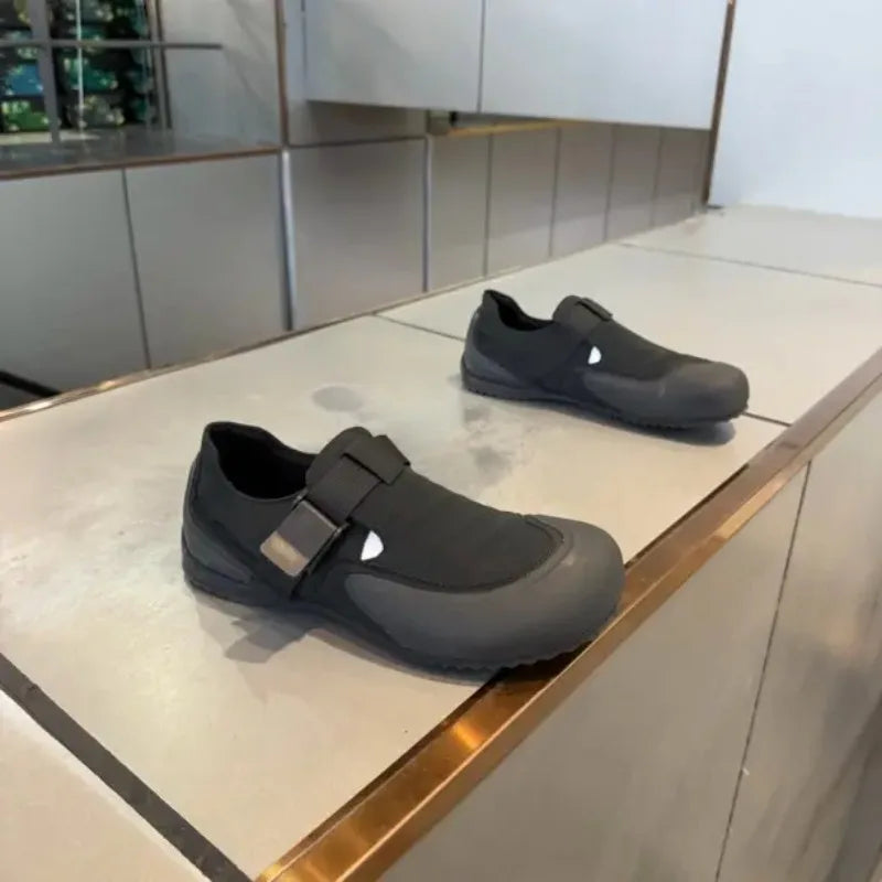 HOLLOW STRIDE - Men's Breathable Buckle Strap Slip-On Shoes - Height Increasing Casual Flats