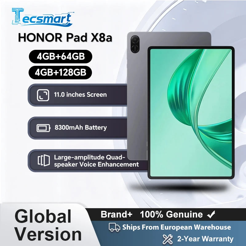 HONOR Pad X8a EU 11" - Eye Comfort, 8300mAh, Quad-Speaker