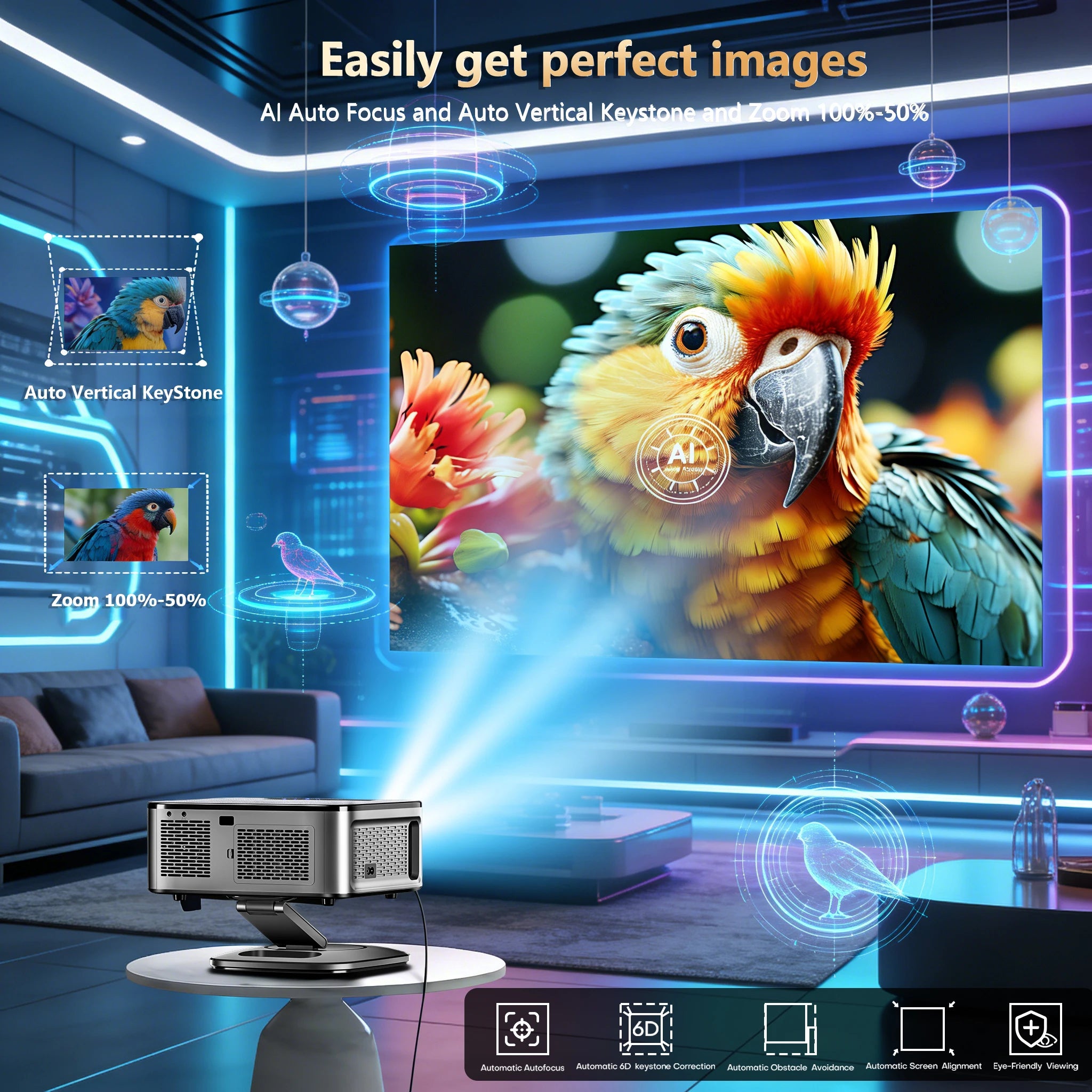 4K Home Cinema Projector Google TV 360° Rotation BT5.4