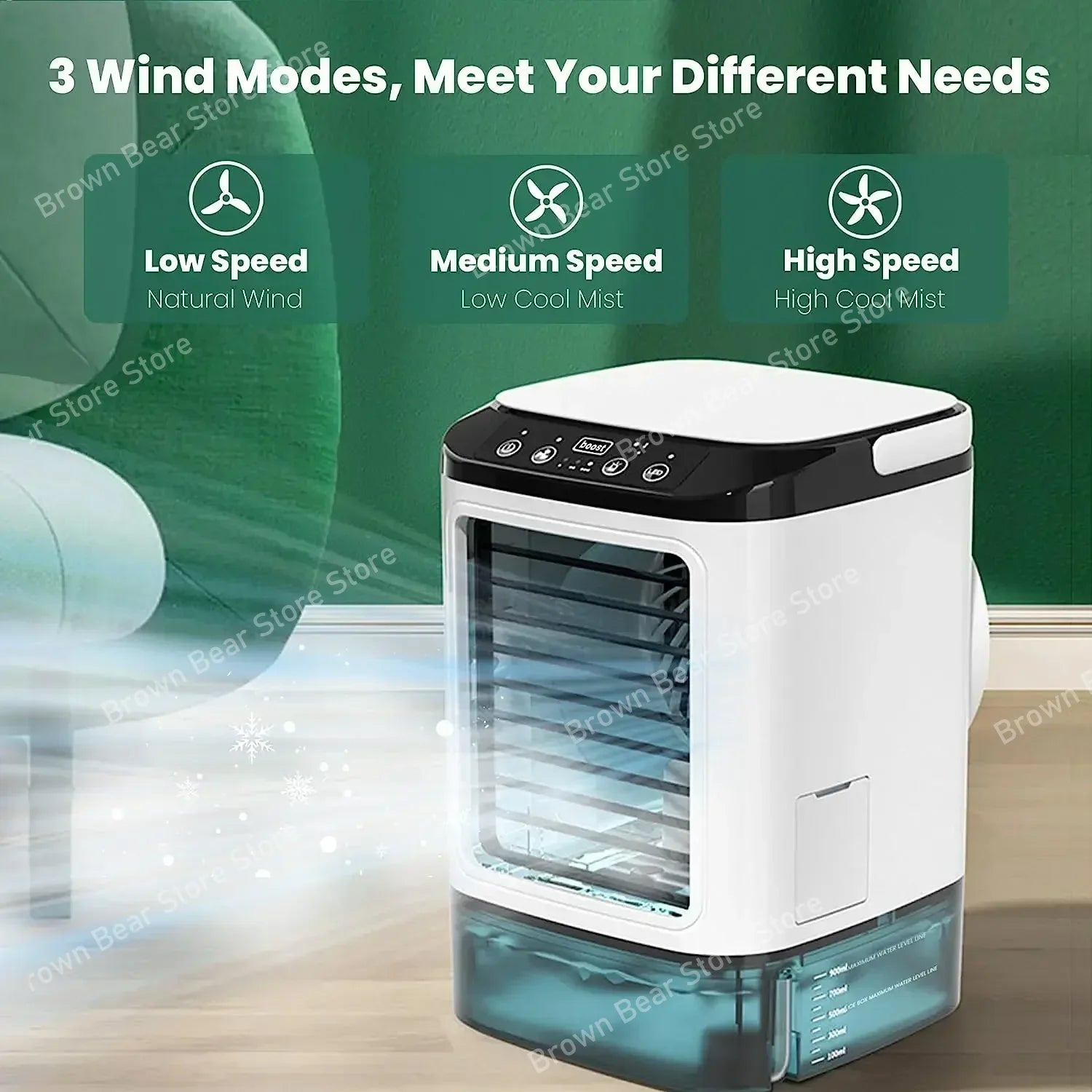 Portable Mini Air Conditioner – 900ml Mist Cooler Fan Humidifier Night Light