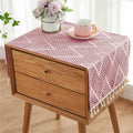 LINEN LOOK TABLE RUNNER - Geometric Weave, 4 Colors - Calm Surfaces