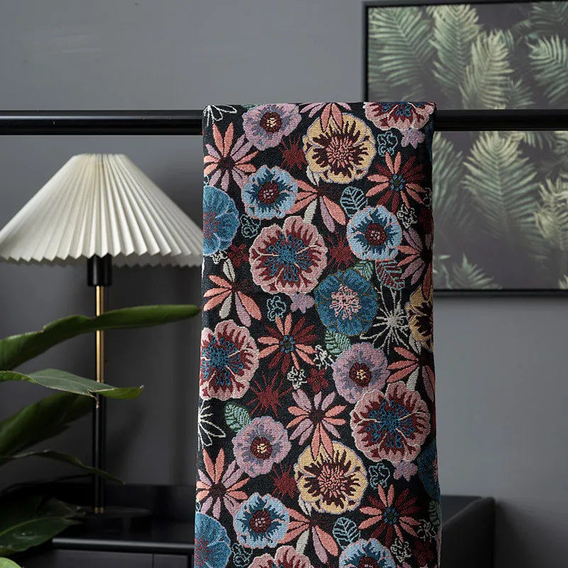 FLORAL CHENILLE JACQUARD FABRIC - Polyester-Cotton, 148cm Wide - Rich Rooms