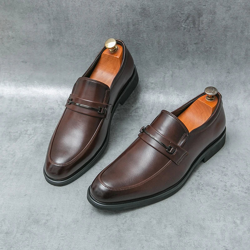 CLASSIC STEP - Men's Formal Leather Slip-On Loafers - Business, Office & Wedding Dress Shoes