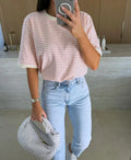 Women Striped Short Sleeve T Shirt Casual Loose Fit Summer Top for Everyday Wear
