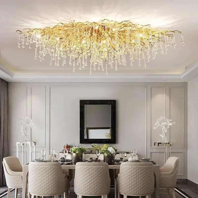 Luxury Gold Crystal Chandelier – Water Drop, Pendant & Ceiling