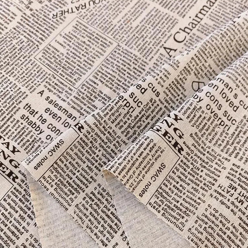 Newspaper Print Cotton Linen Fabric – by the Meter