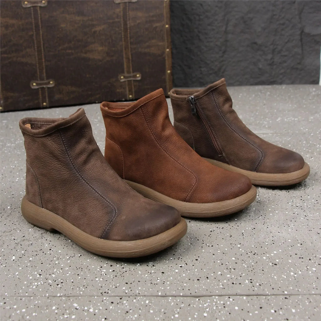 Handmade Genuine Leather Ankle Boots – Retro Unisex
