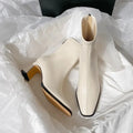 Square Toe Ankle Boots – Thick Heel Cotton Lined