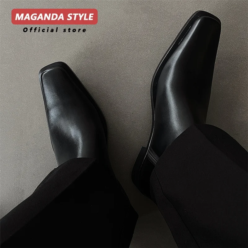 Unisex Chelsea Ankle Boots - Pointed Toe Side Zip Waterproof Low Heel