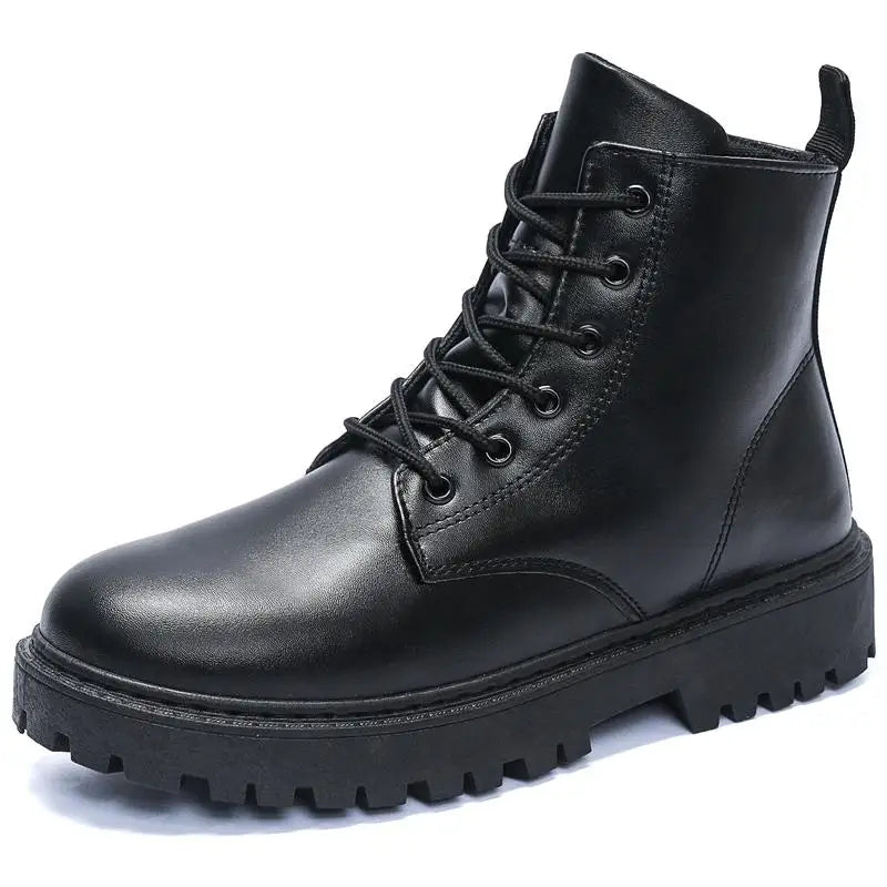 Men's Ankle Boots - Buckle Strap Round Toe Non-Slip Work Motorcycle Boots
