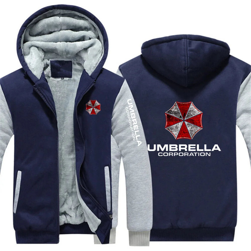 2025 Leisure Versatile Hoodies Autumn And Winter Men's Popular Jacket Umbrella Corporation Graphic Logo Print Fleece Warm Coat