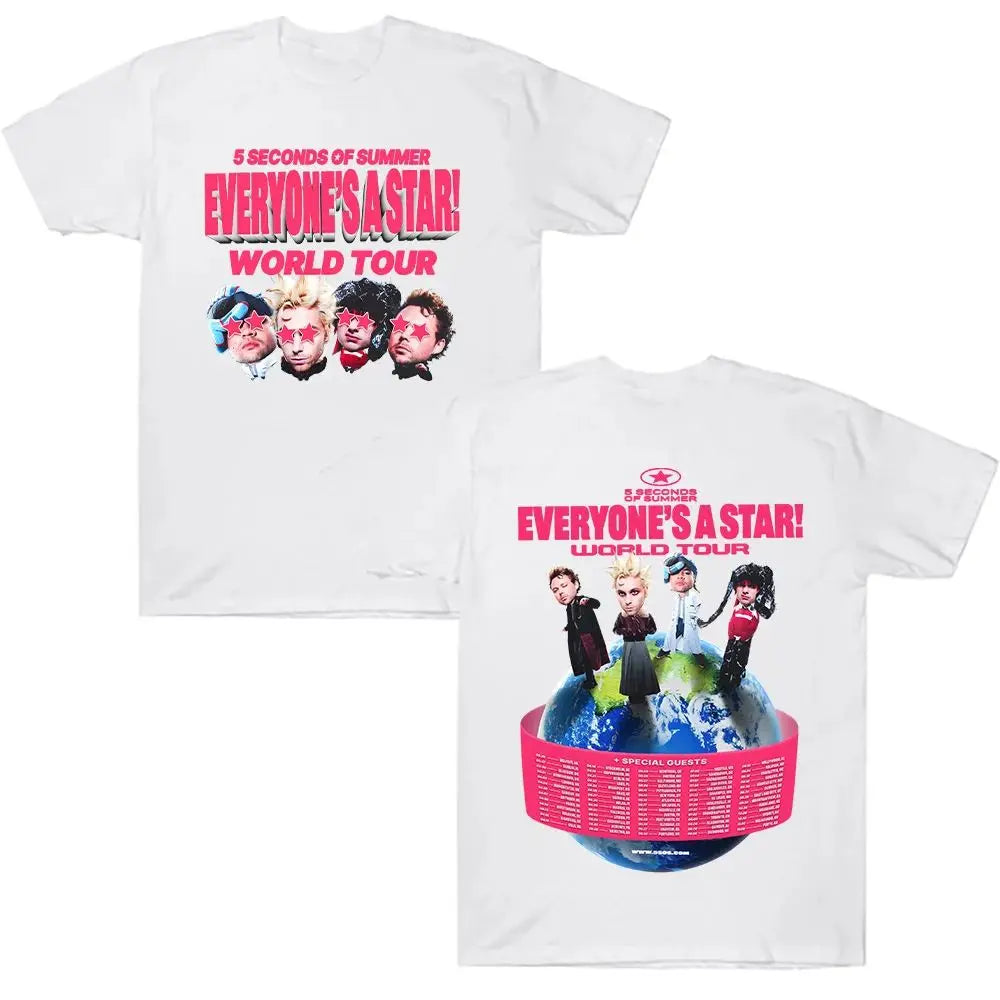 Y2k Tops 5SOS World Tour 2026 T-shirts Summer Fan Gifts Tees 5 Seconds of Summer EVERYONE'S A STAR!  Women Men Fashion Clothing