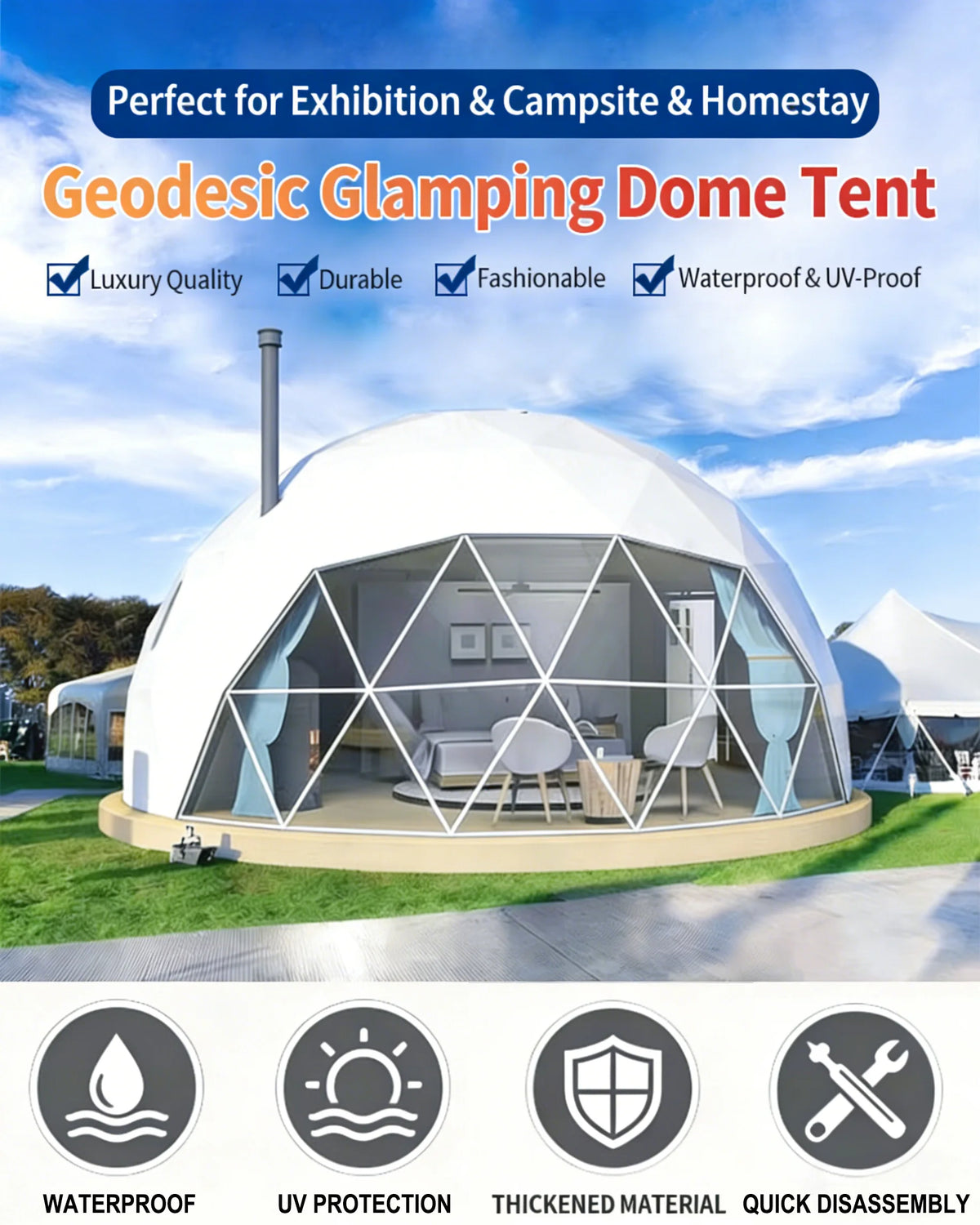Geodesic Glamping Dome - 6 or 7 m - Luxury Escape