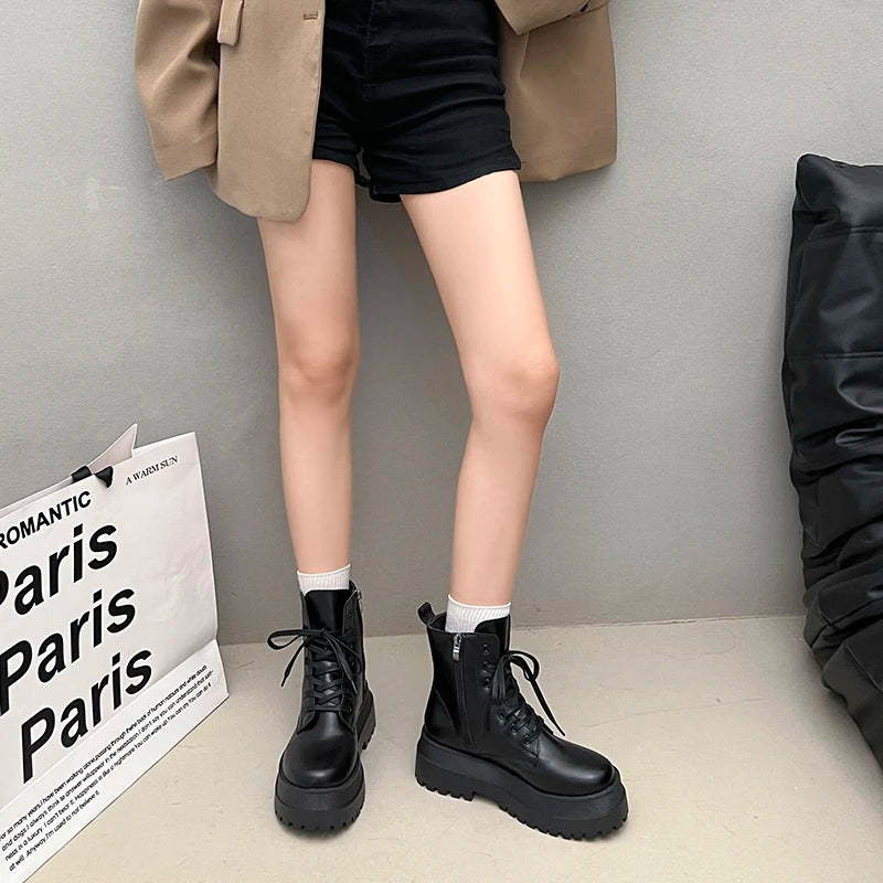 Lace-Up Platform Ankle Boots – Chunky Sole