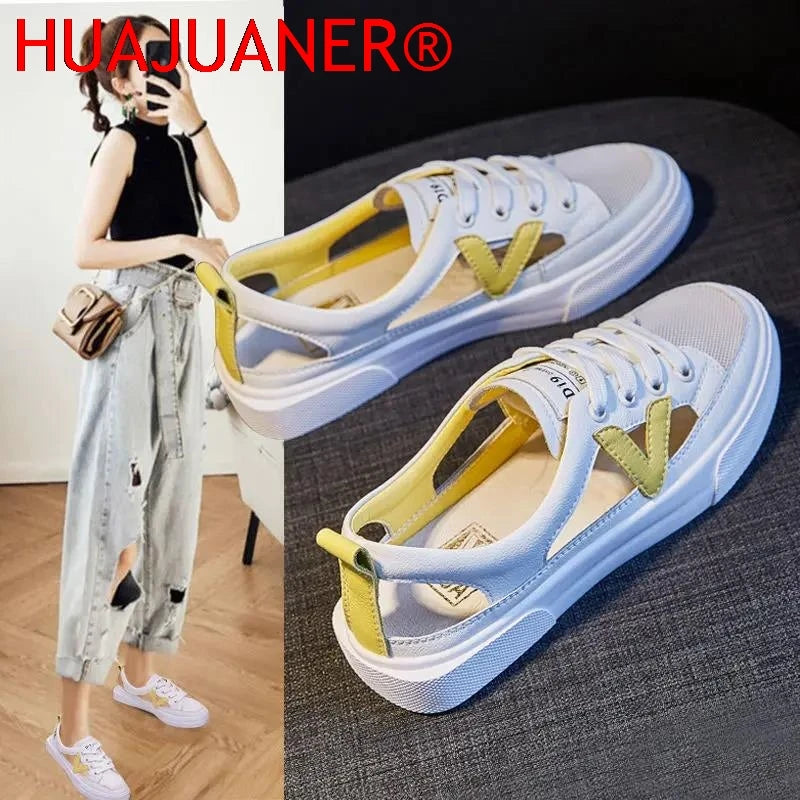 Real Soft Leather Bag Head Sports Sandals Women's Outer Wear New Summer Student All-match Flat Casual White Shoes Woman