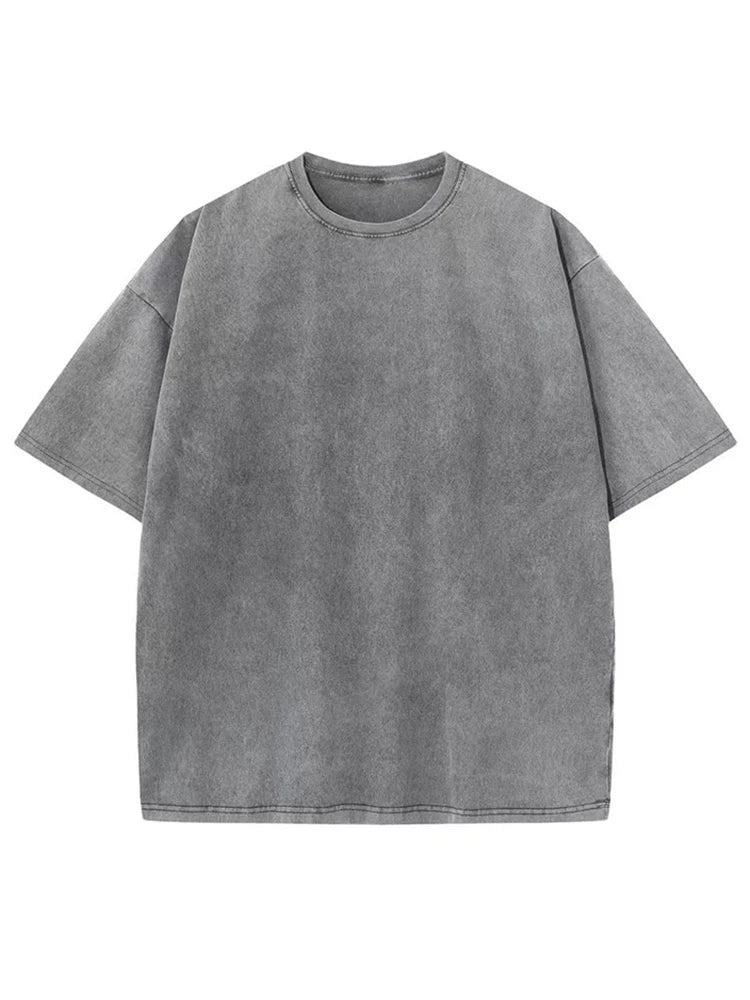 2026 Streetwear Washed Vintage T-Shirts Hip Hop Retro Punk T Shirt Women Tops Cotton Neutral Short Sleeve Acid Wash T-Shirts