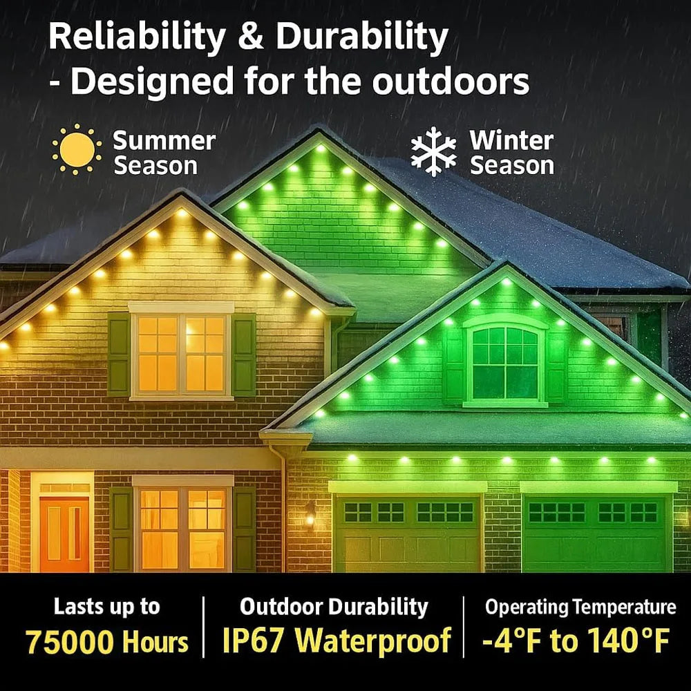 Permanent RGB Eave Lights - 5 to 90 m - Smart Glow