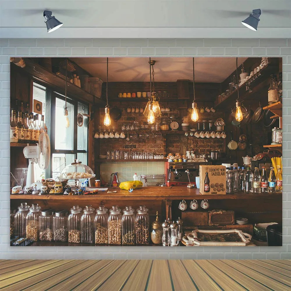Coffee Shop Party Backdrop - Photo Booth Wall - Café Sweet Mood