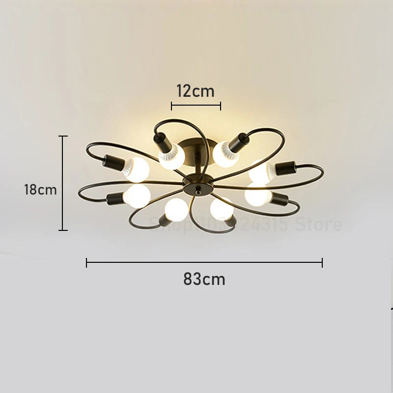 Retro Industrial Pendant Light – 3/6/8 Heads, Black/Gold/White