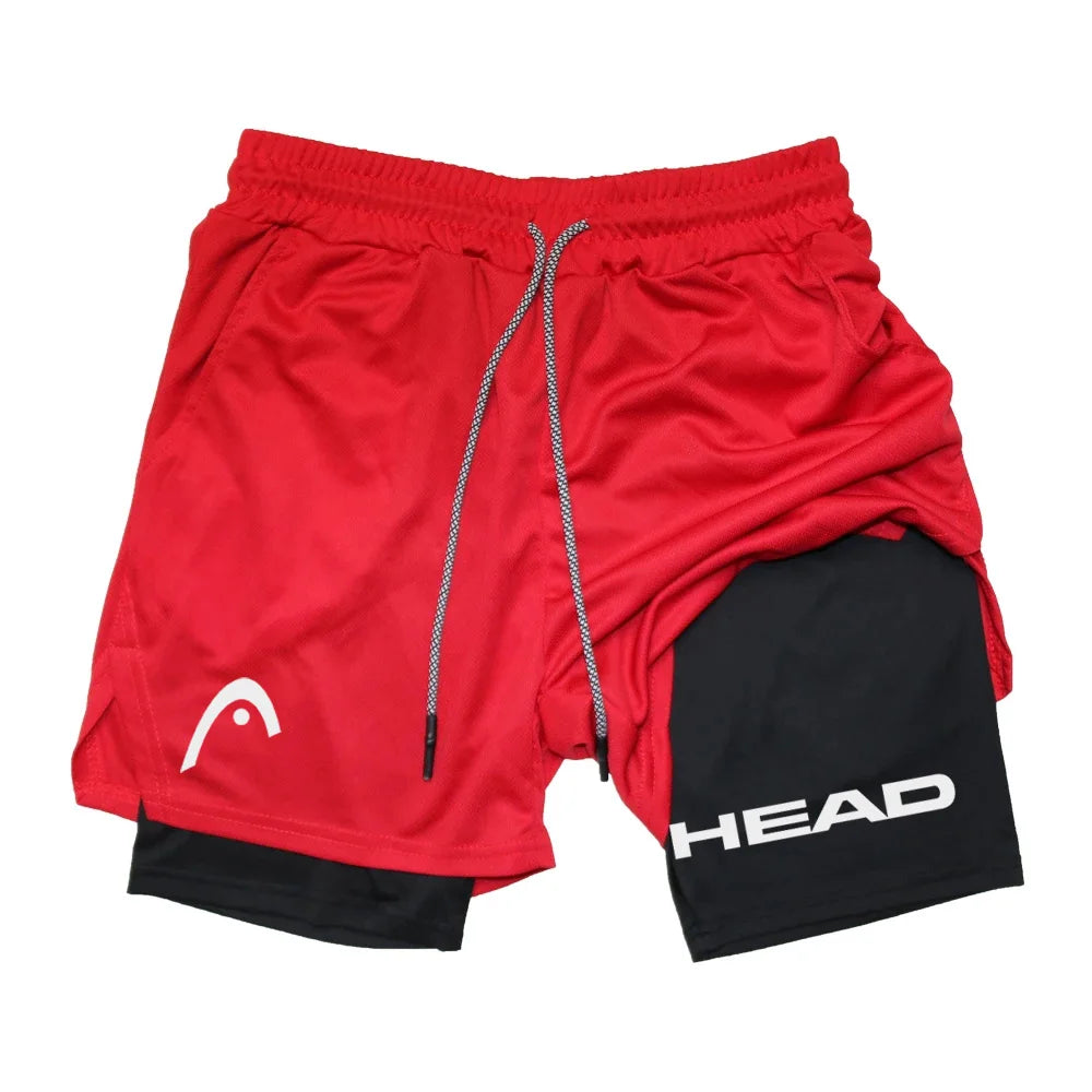 Anime Berserk Head Running Shorts Men Fitness Gym Training 2-in-1 Sports Quick Dry Workout Jogging Double Deck Summer