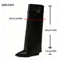 Metal Decor Wedge Knee-High Boots – Street Punk