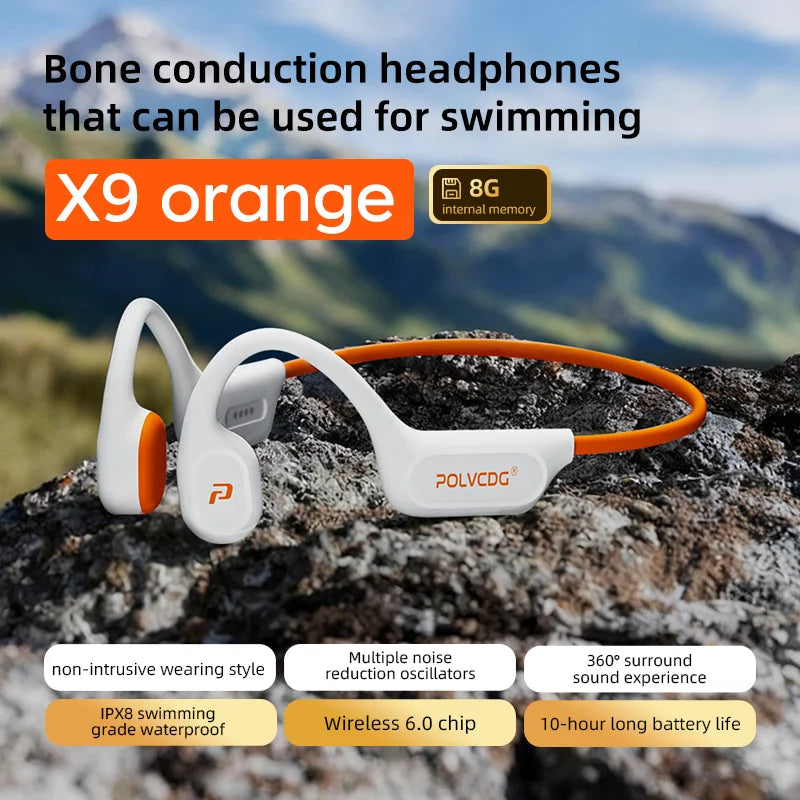 Bone Conduction Earphones X9 – 32G IPX8 Waterproof Swimming Running Cycling