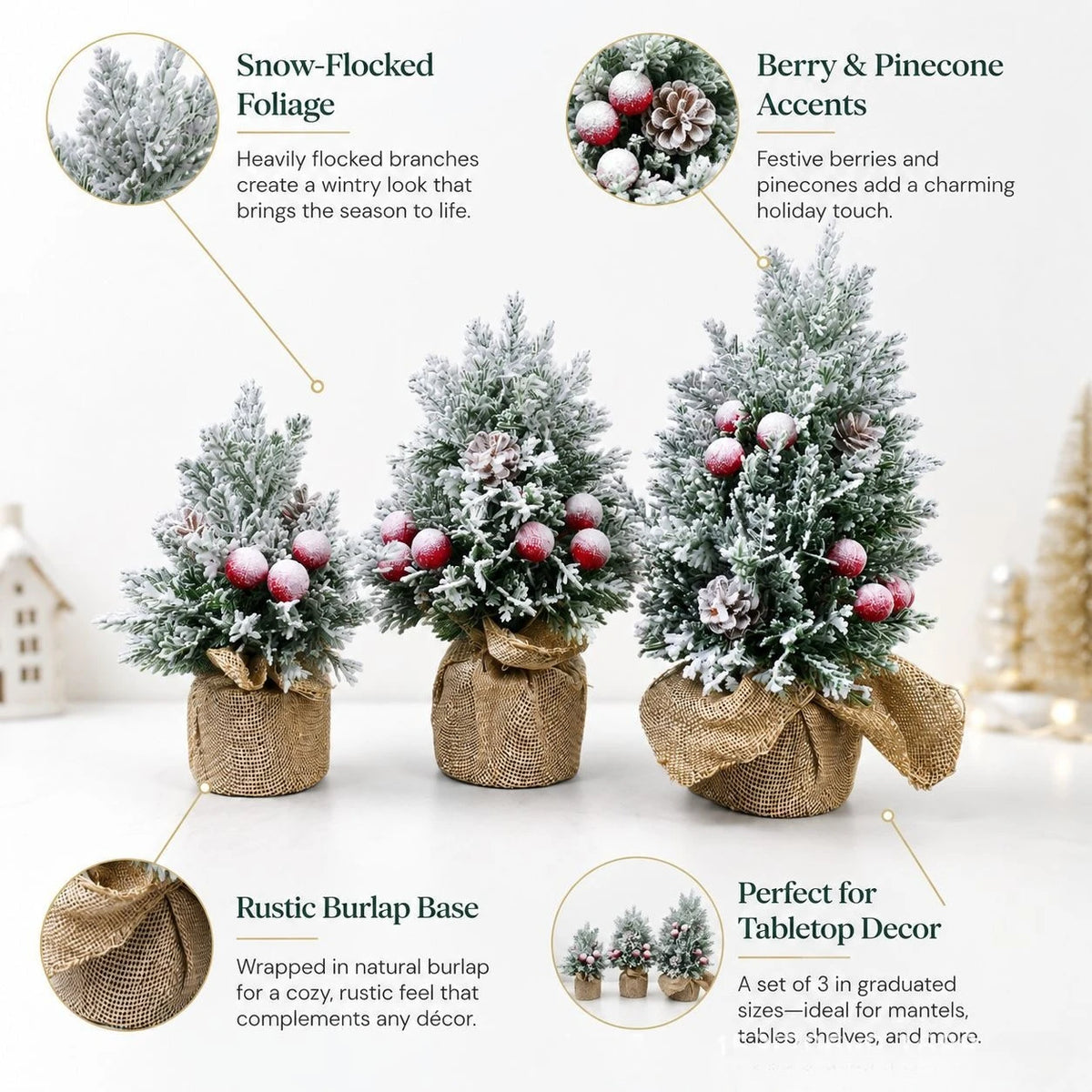 Snowy Berry Mini Christmas Tree - 15–25 cm - Tabletop Winter