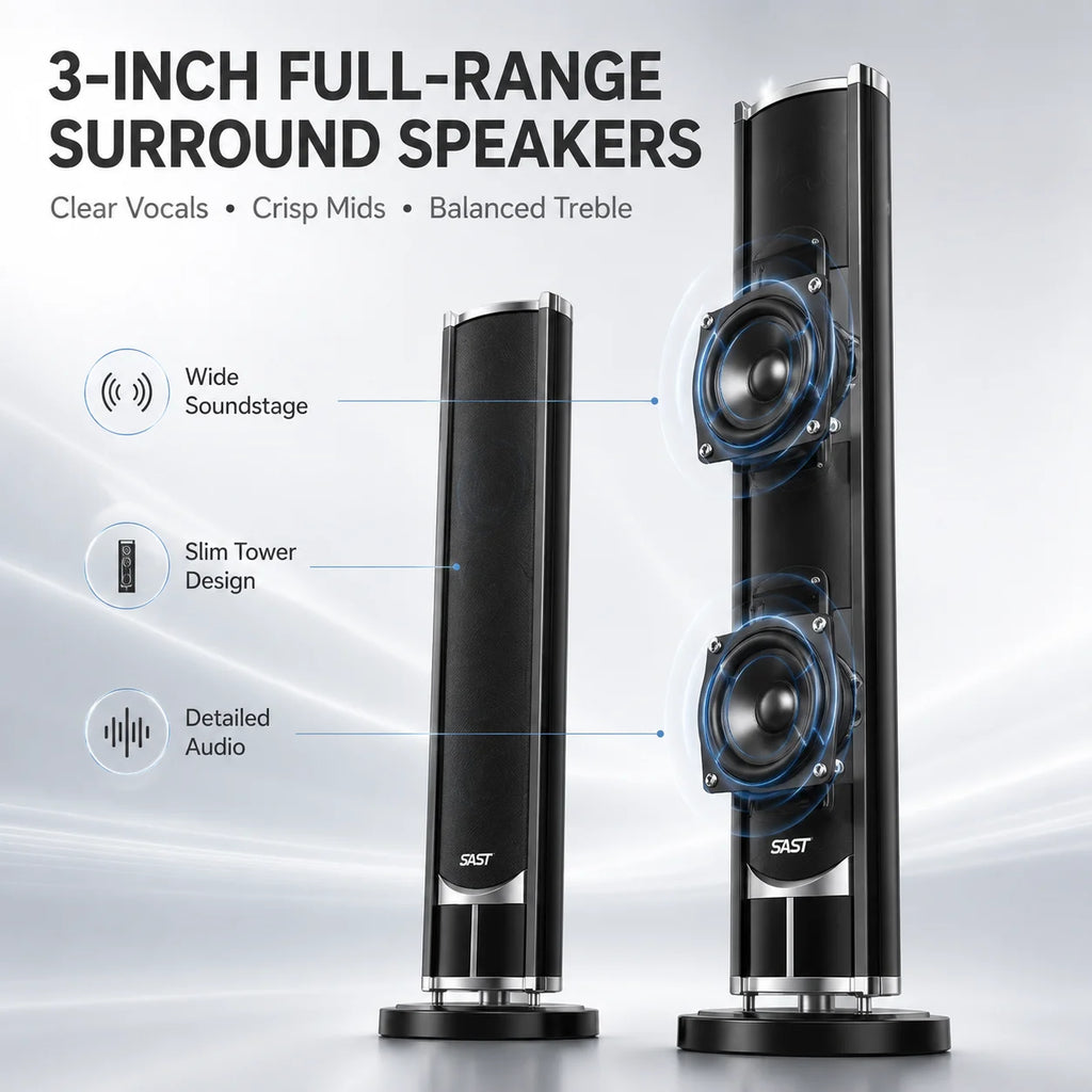 160W Home Theater 5.1 – Bluetooth Speaker 8 Inch Subwoofer Karaoke TV