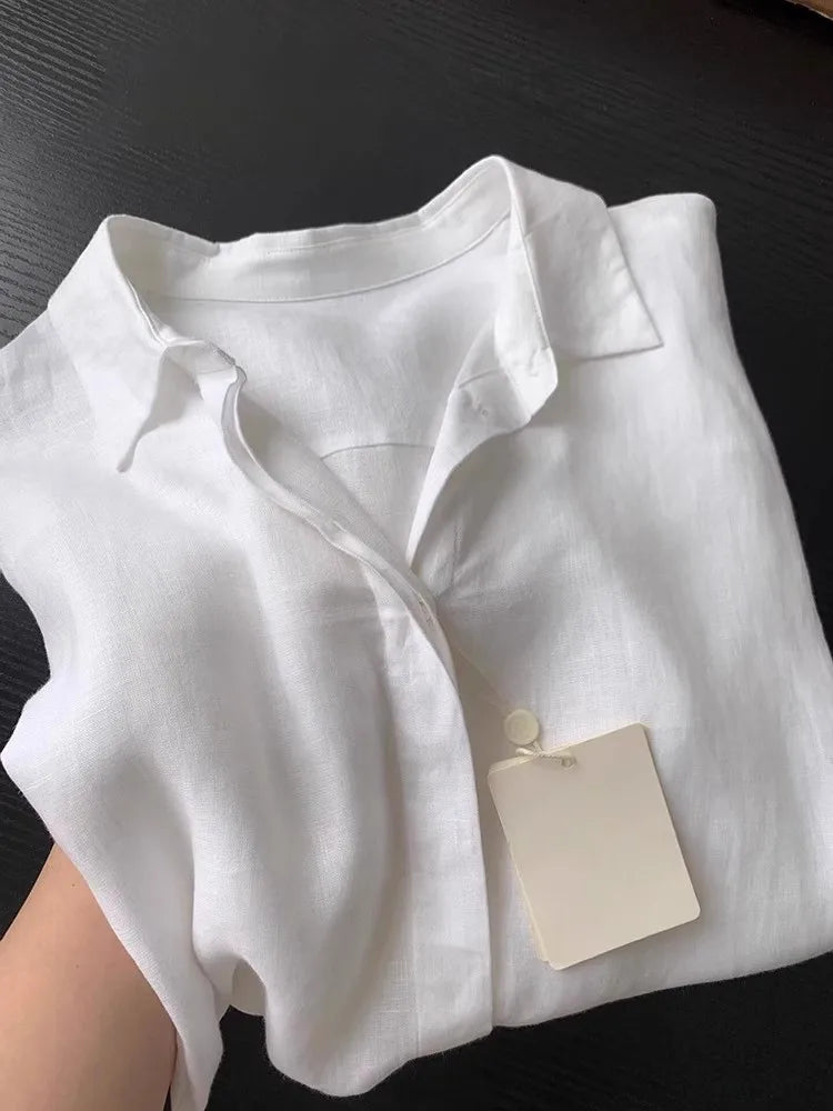 LINEN OFFICE SHIRT WOMEN - Loose Fit, Long Sleeve, 4 Colors - Clean Days
