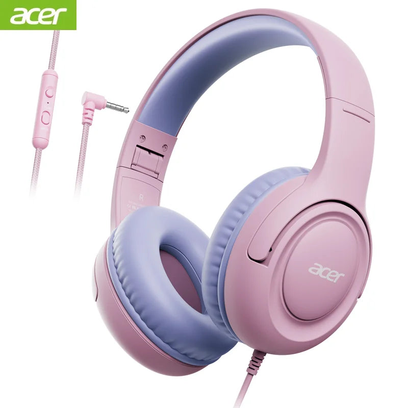 Acer HK03 Kids Wired Headphones Pink Volume Limiter 85dB