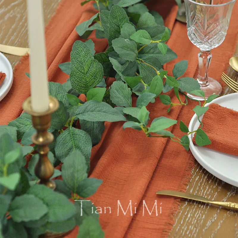 COTTON GAUZE TABLE RUNNER - 23 Colors, 40 & 62cm Wide, Up to 10m - Rustic Tables