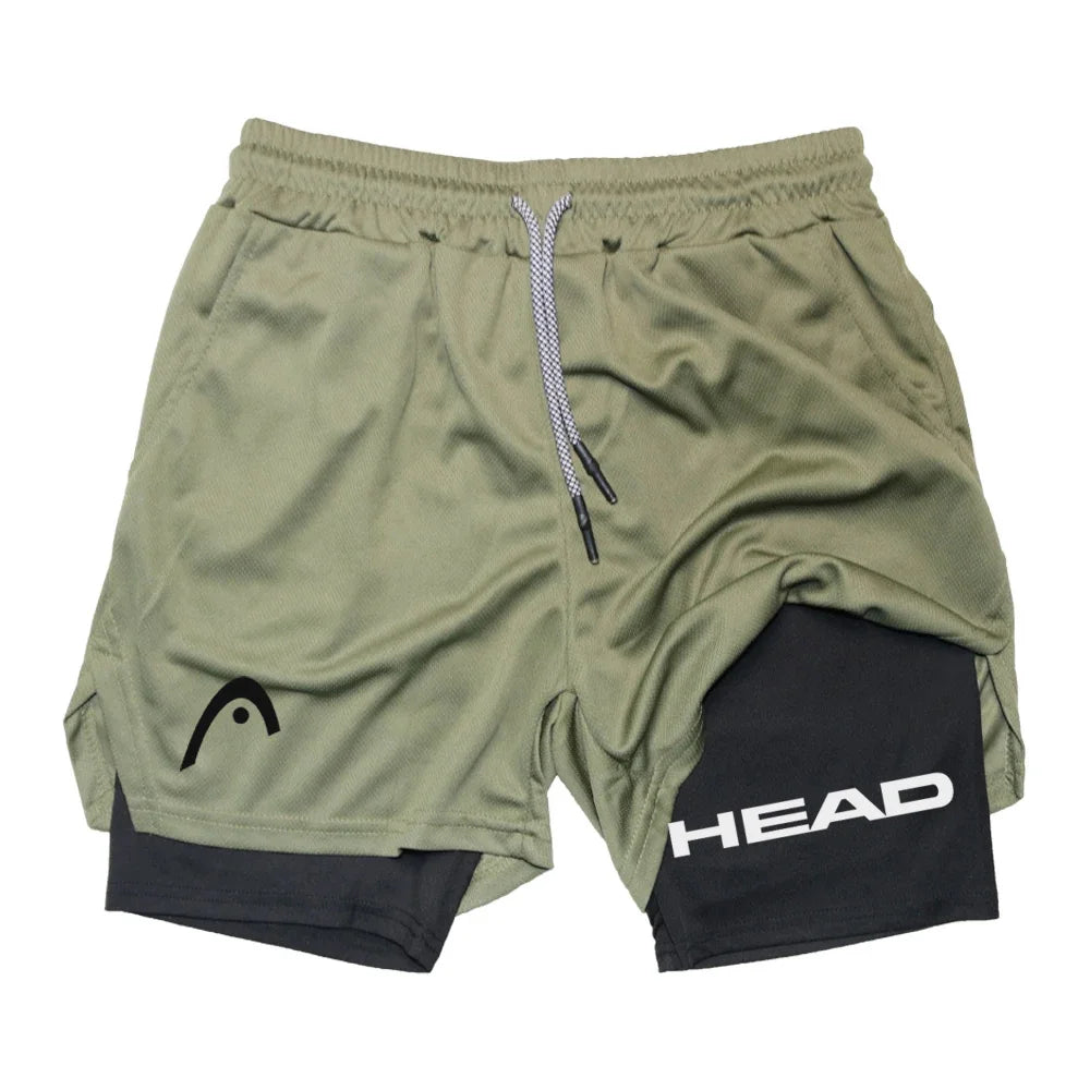 Anime Berserk Head Running Shorts Men Fitness Gym Training 2-in-1 Sports Quick Dry Workout Jogging Double Deck Summer