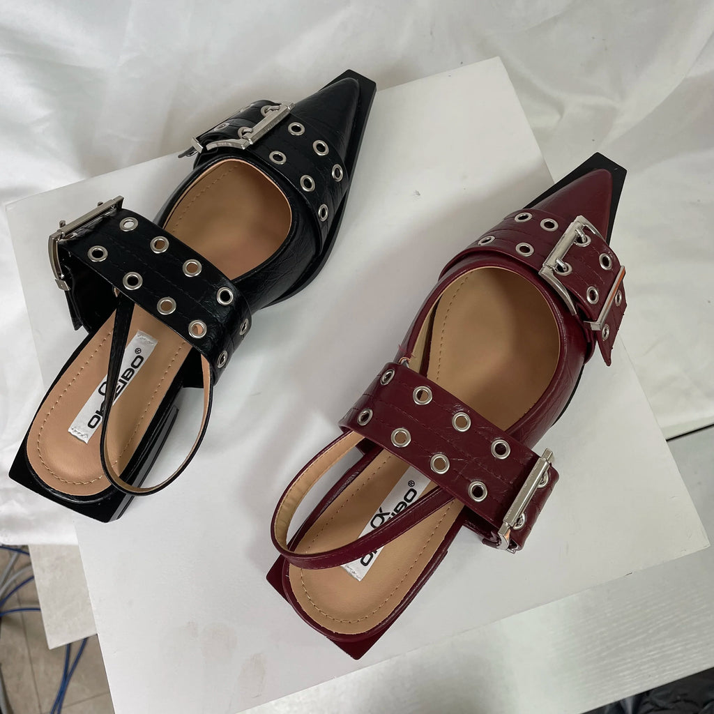 New Women Sandals Shoes Pointed Toe 2026 Spring Fashion Shallow Footwear Slingbacks Ladies Sandals Flats Shoes Big size
