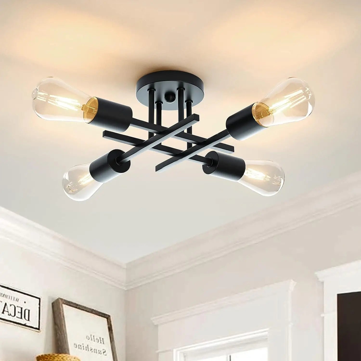 Sputnik Ceiling Chandelier – Black/Gold, 2/4/6 Heads