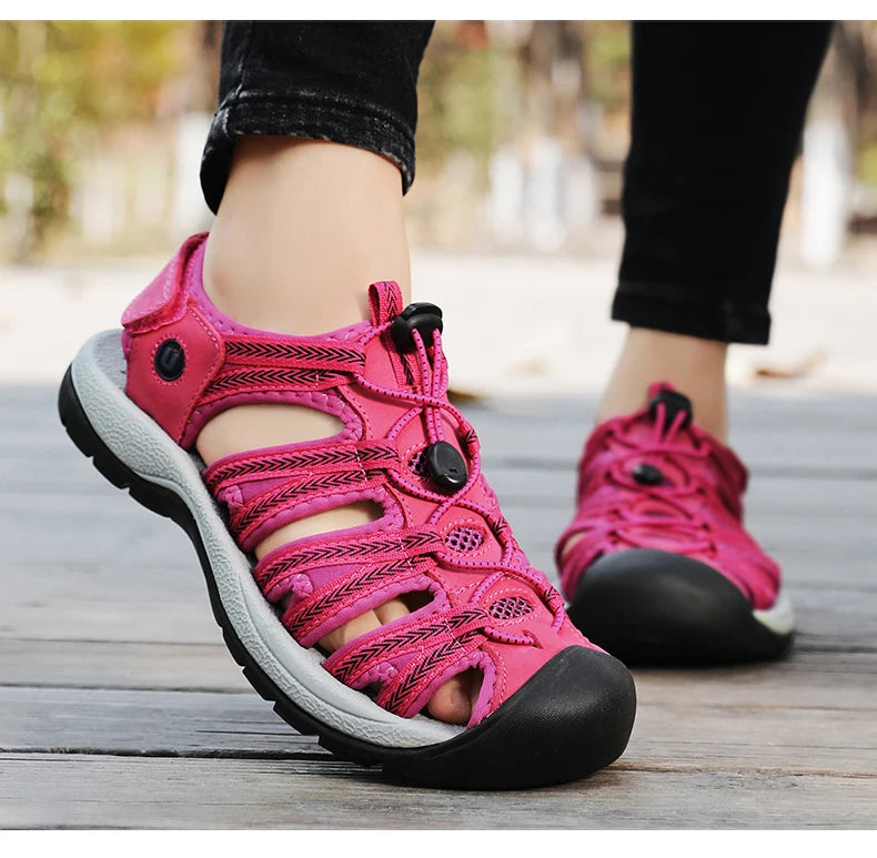 Summer Genuine Leather Women's Sandals Comfortable Sandals 2025 New Designer Sneakers Lightweight Outdoor Women Beach Sandals