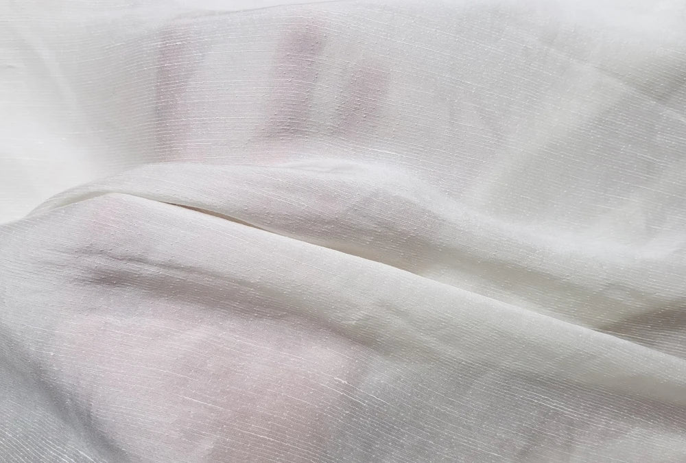 Mulberry Silk Linen 45'' Wide By Meters Natural White Silk Flax Fabric Slubbed