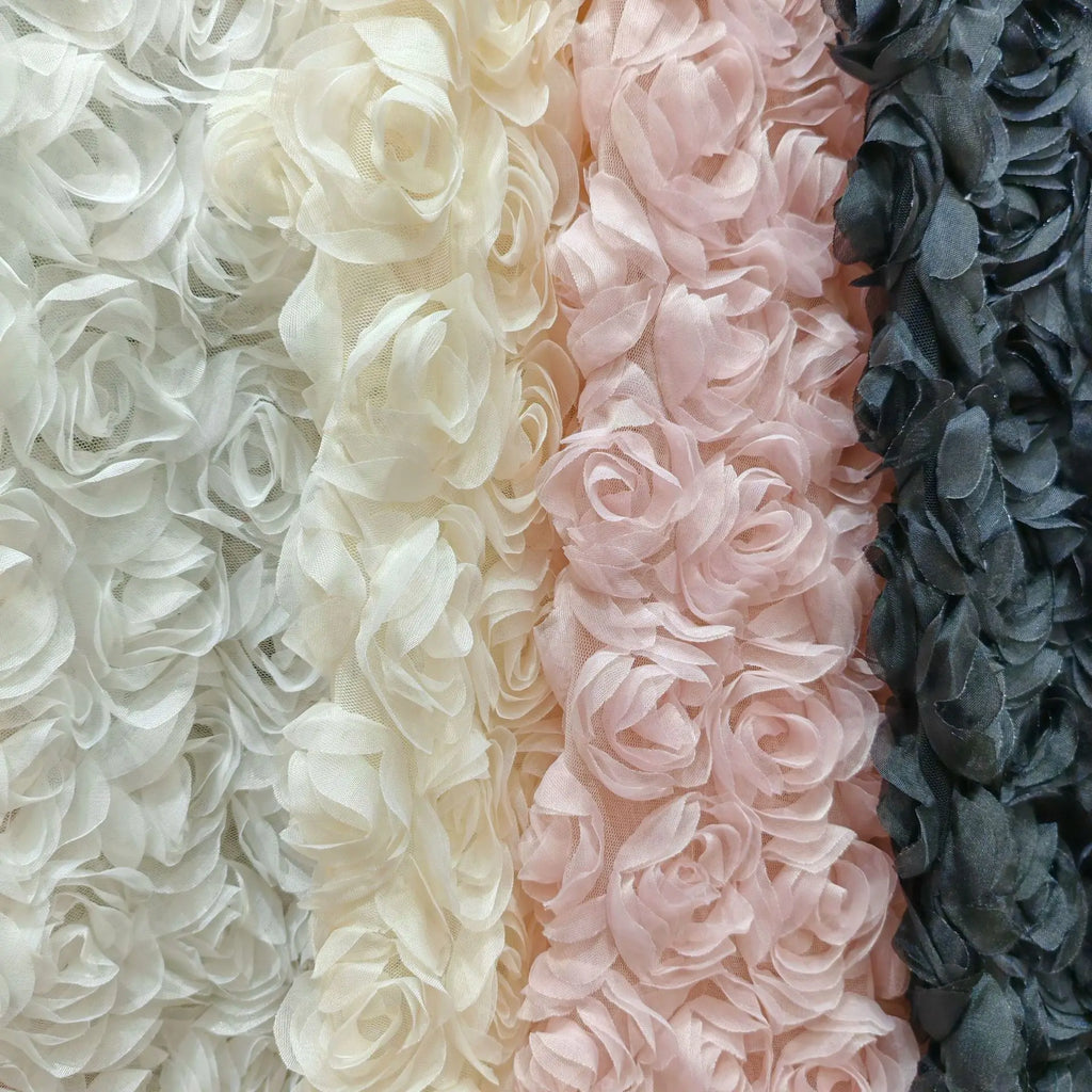 3D ROSE EMBROIDERED MESH - 150cm Wide - Statement Sewing Fabric