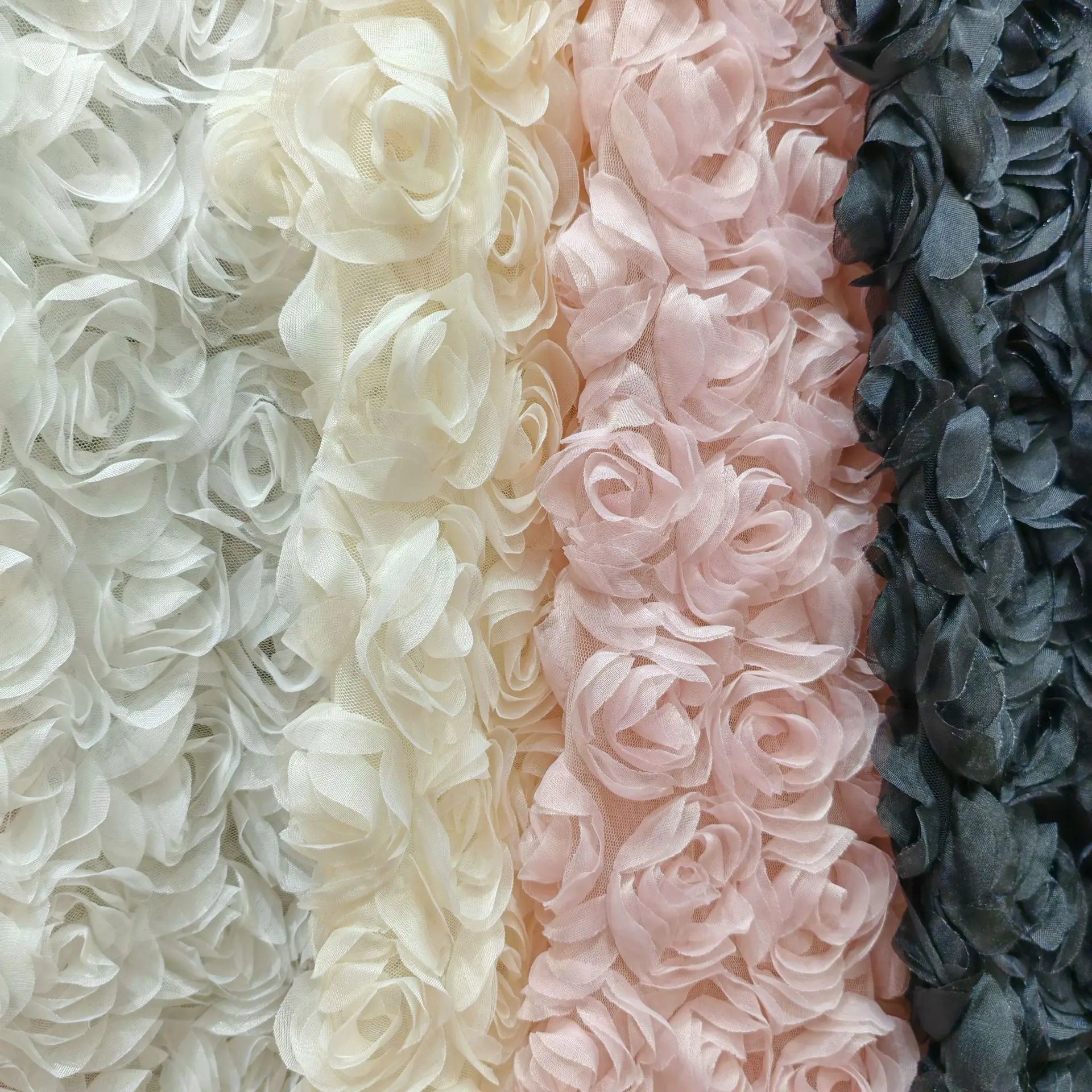3D ROSE EMBROIDERED MESH - 150cm Wide - Statement Sewing Fabric