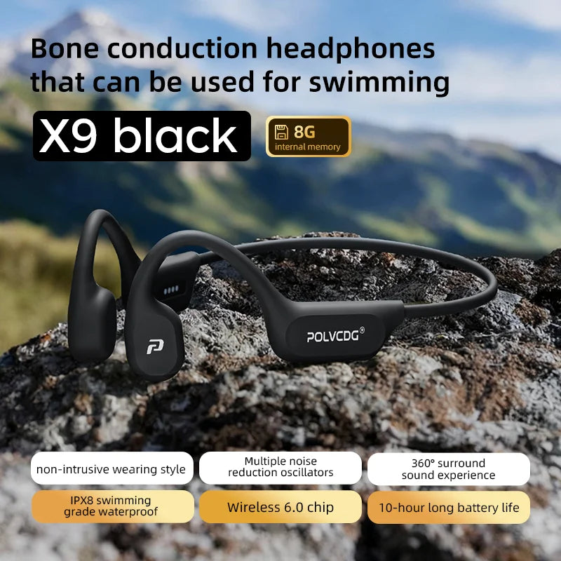 Bone Conduction Earphones X9 – 32G IPX8 Waterproof Swimming Running Cycling