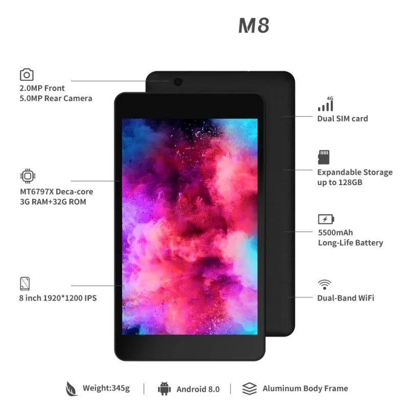 Wave 8" 4G Phone Call Tablet - Dual SIM, 3GB+32GB, GPS