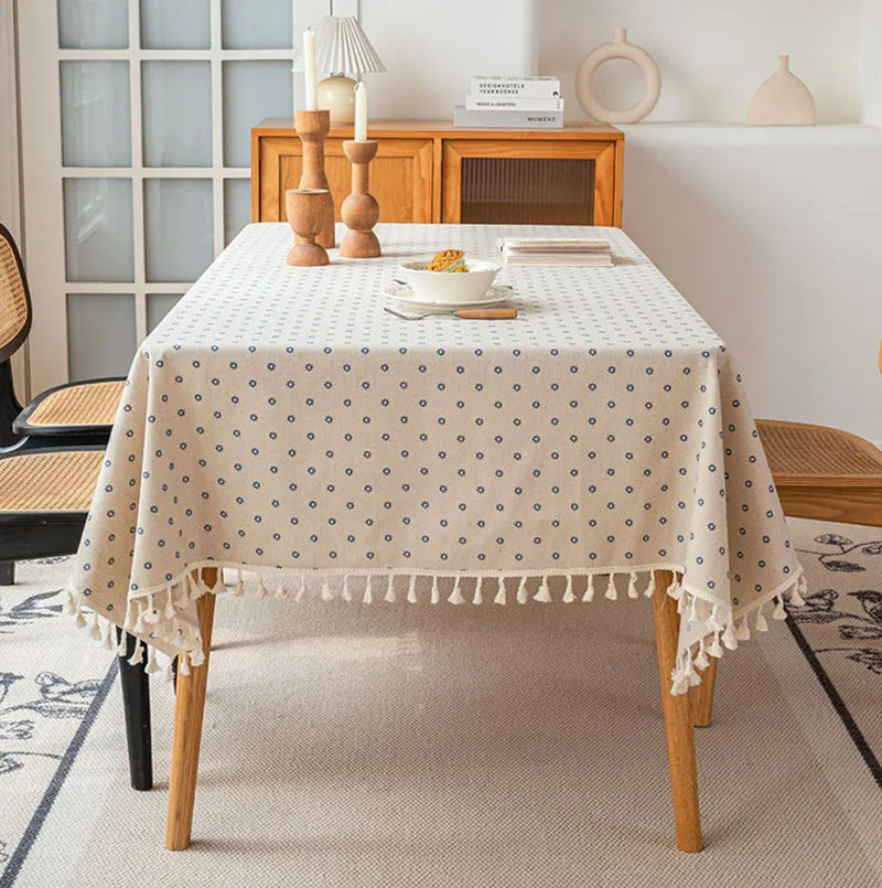 TASSEL TABLECLOTH - Washable Rectangle - Warm Gatherings