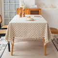 TASSEL TABLECLOTH - Washable Rectangle - Warm Gatherings