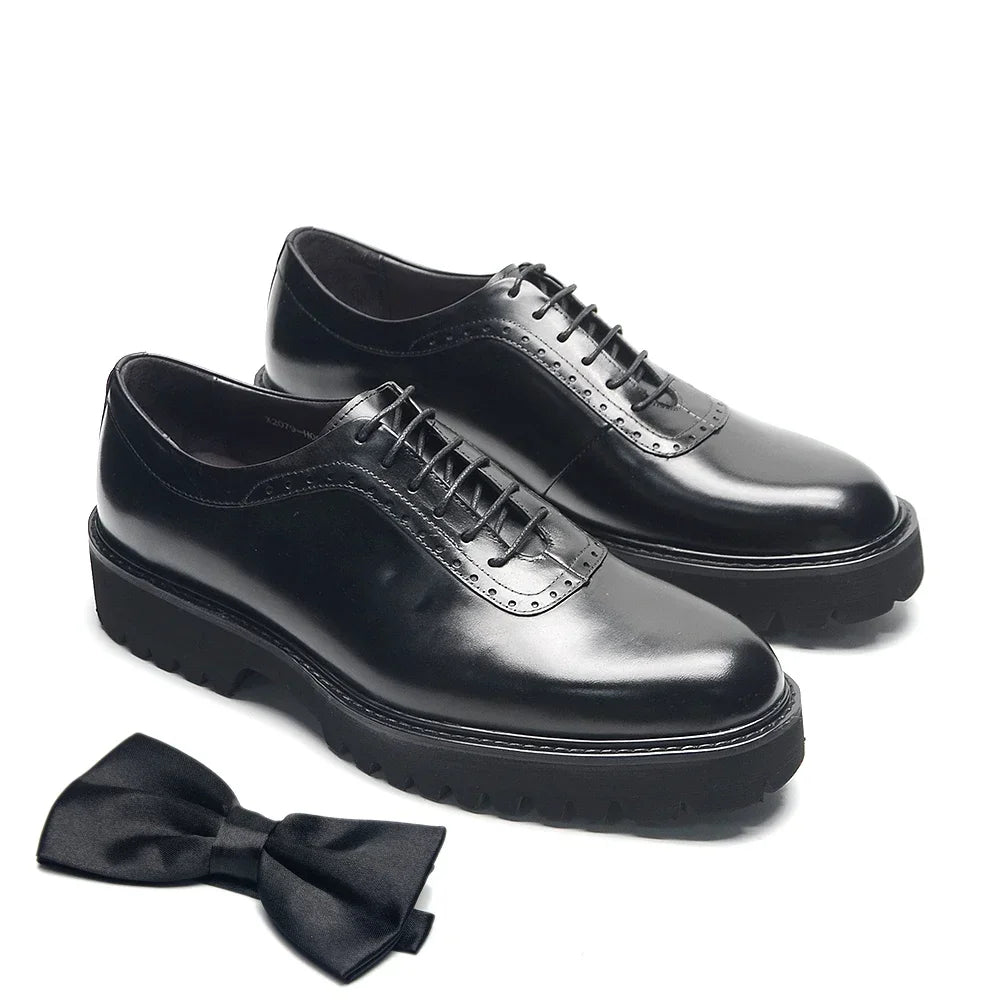 Men's Cowhide Oxford Elevator Shoes Height Increasing 4.5cm - Business Casual EU 38-46