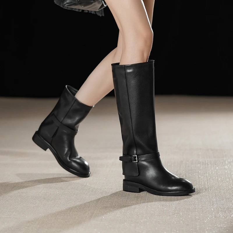 Women's Black Leather Boots - Two Linings - City Stride