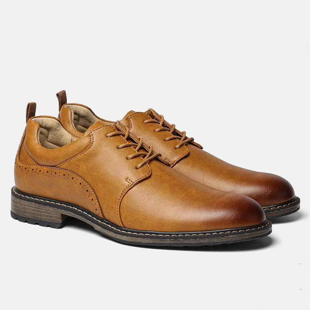 Men's Casual Derby Shoes - Fashion Lace-Up Leather Dress Shoes
