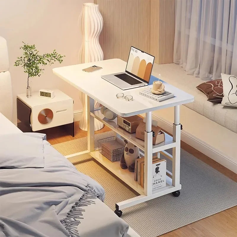 Mobile Bedside Table – 3 Tiers, Adjustable Height, 2 Colors