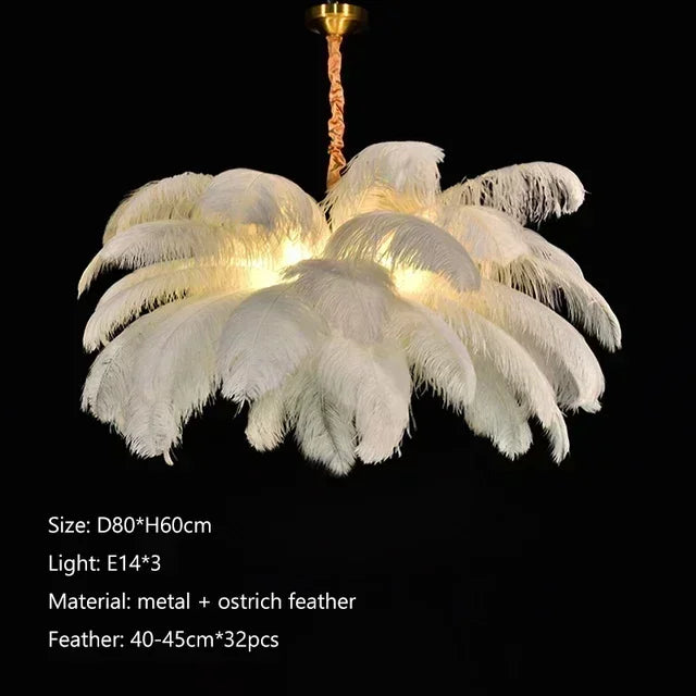 PLUME - Nordic Feather Chandelier - 3 Colors, 3 Sizes, LED Bulbs Included