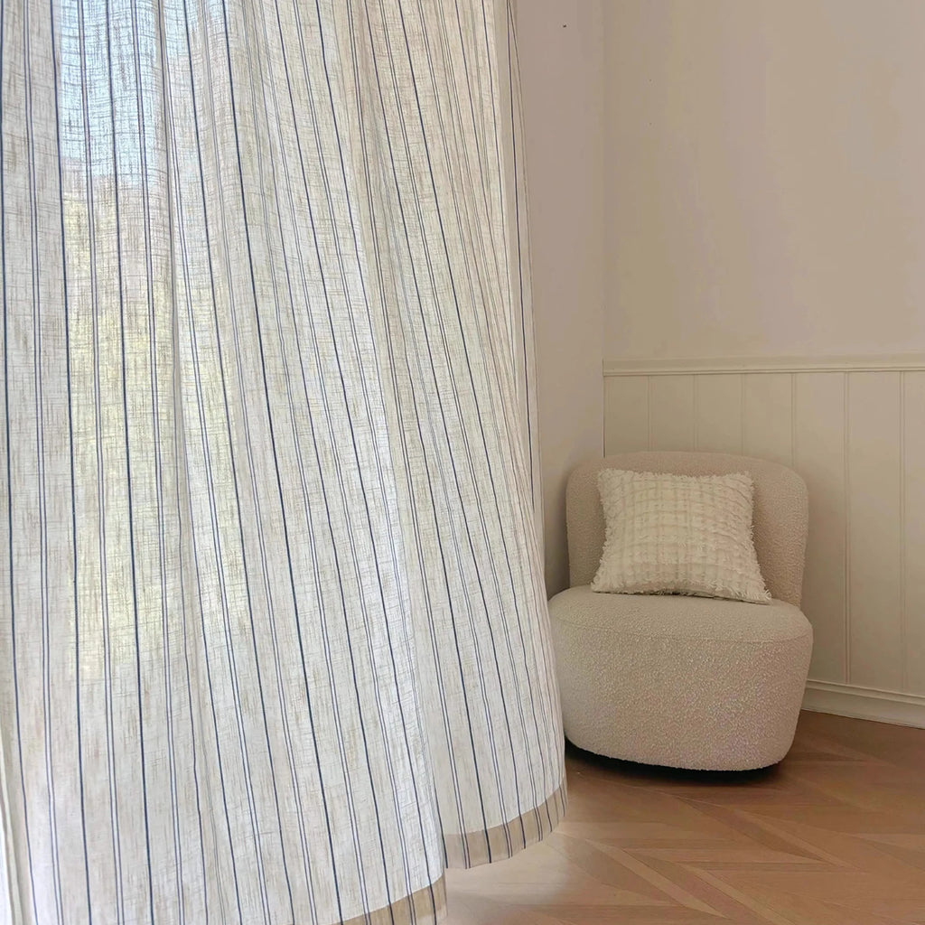 CREAM LINEN GAUZE SHEER CURTAINS - 130gsm Grainy Voile, 3 Headings - Soft Rooms, Slow Mornings
