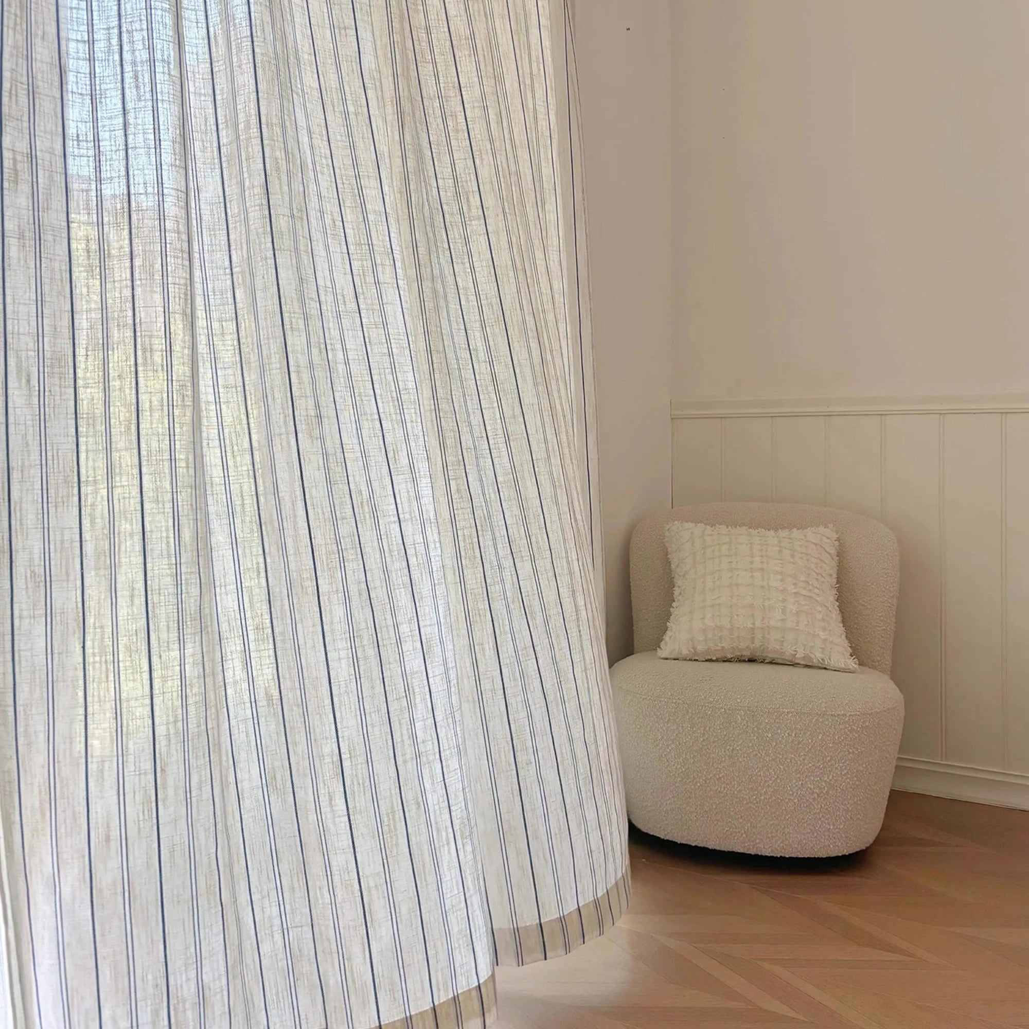 CREAM LINEN GAUZE SHEER CURTAINS - 130gsm Grainy Voile, 3 Headings - Soft Rooms, Slow Mornings